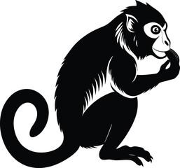 Obraz premium Black Silhouette Monkey Illustration: Detailed Vector Graphic of Primate Wildlife Animal