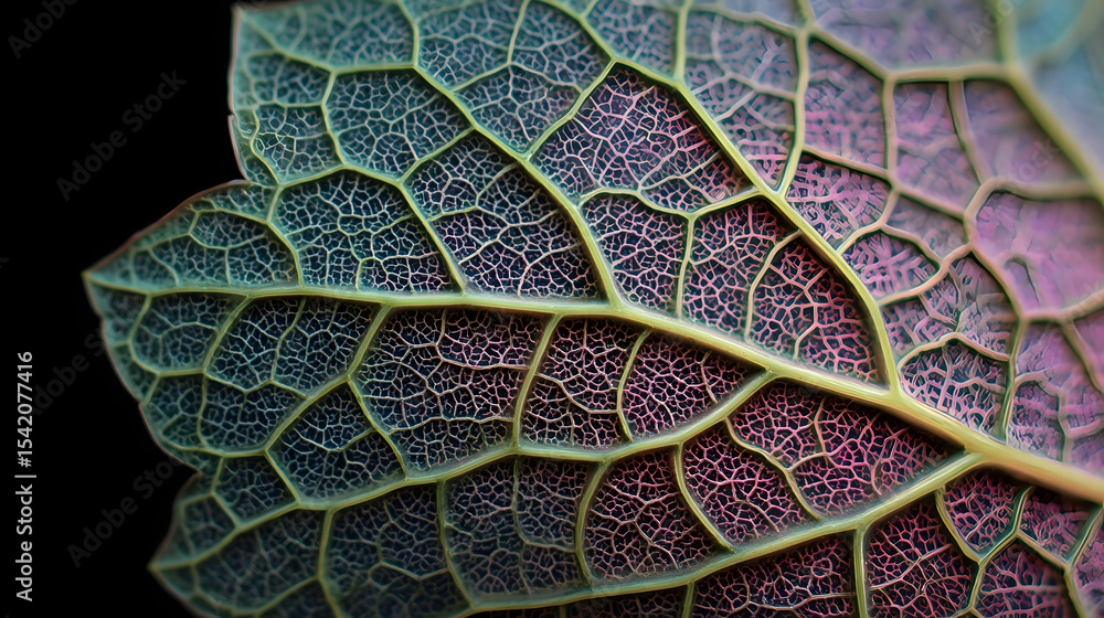 Poster intricate leaf veins: a detailed macro photograph showcases the delicate and complex network of vein