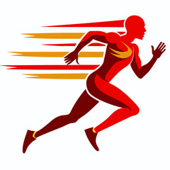 Running athlete silhouette with speed lines illustration