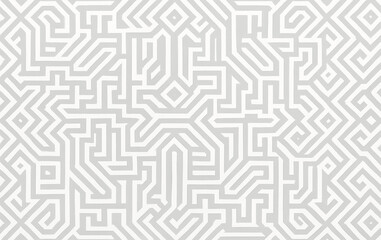 Seamless White Maze Pattern Minimalist Geometric Abstract Background