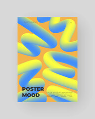 Bright abstract poster with fluid 3D shapes. Vivid Tubes with Gradient Effect
