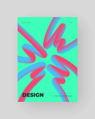 Bright abstract poster with fluid 3D shapes. Vivid Tubes with Gradient Effect