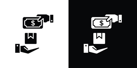 Cash on delivery icon black silhouette for web, and mobile app