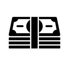 very simple flat and single minimalist Stacks of Money Silhouettes in black on a white background