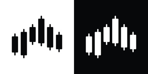 Naklejka premium Chart candlestick icon black silhouette for web, and mobile app