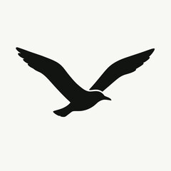 very simple flat and single minimalist Seagul Silhouettes in black on a white background