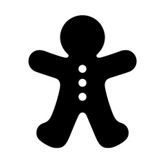 very simple flat and single minimalist Ginger Bread Man Silhouettes in black on a white background