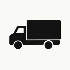 very simple flat and single minimalist Moving Truck Silhouettes in black on a white background