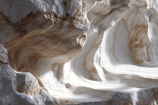 Sunlight streaming through the canyon highlights smooth, wavy lines etched into white and beige rock formations, crafting an otherworldly landscape filled with natural beauty