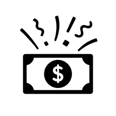 very simple flat and single minimalist Money Celebration Silhouettes in black on a white background