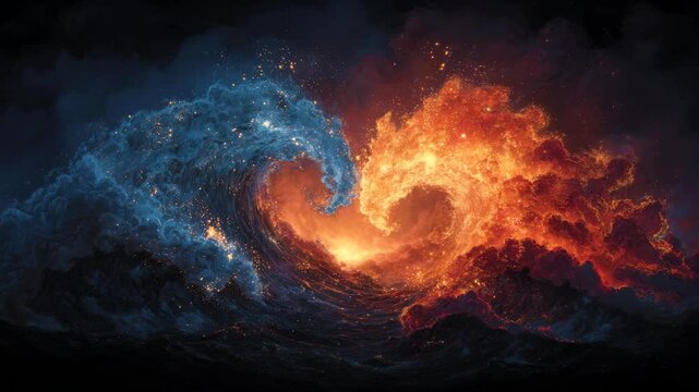 Fire and Water Heart Wave in Elemental Clash
