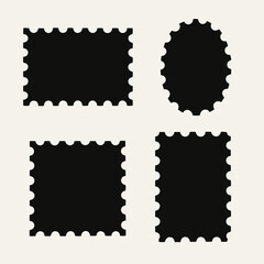 very simple flat and single minimalist Stamp Silhouettes in black on a white background