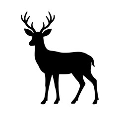 Fototapeta premium very simple flat and single minimalist Deer Silhouettes in black on a white background