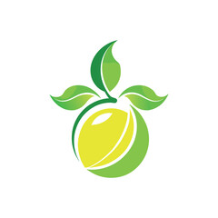 Elegant silhouette of a green lemon Logo