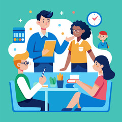 Fototapeta premium Teachers and Students Collaborating – Teamwork and Knowledge Sharing in Education