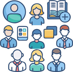 Teachers and Students Icon Pack – Modern Educational and Classroom Symbol Set