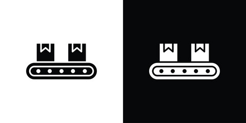 Conveyor belt icon black silhouette for web, and mobile app