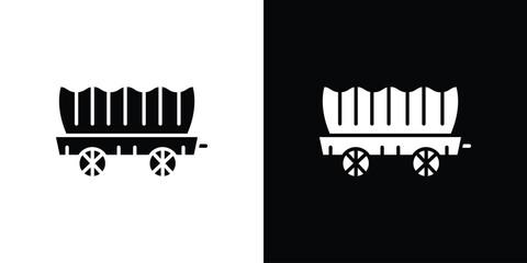 Covered wagon icon black silhouette for web, and mobile app
