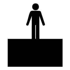a simple stick figure stands atop a black platform, a vector graphic perfect for web and design use.