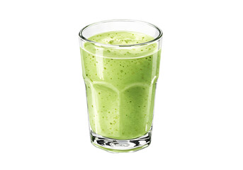 Refreshing Green Smoothie in Glass - Healthy Drink Illustration clipart watercolor png, isolated on transparent background
