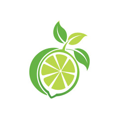Elegant silhouette of a green lemon Logo