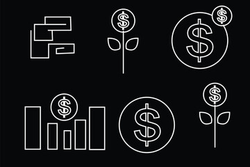Money Icons - Line Series - Editable S