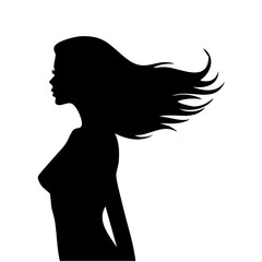 a striking silhouette of a woman with flowing hair, perfect for beauty and fashion graphic designs.