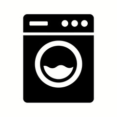 very simple flat and single minimalist Washing Machine Silhouettes in black on a white background