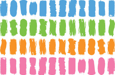 Colorful paint strokes set. Set of colorful brush strokes, lines, Brush stain. Rectangle brush collection. Grungy brushes collection. Vector black paint brush. permanent marker pen stroke set.