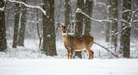 A doe in a snowy forest