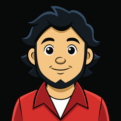 Obraz premium Cartoon vector illustration of a smiling boy's head with stylish hair and expressive eyes