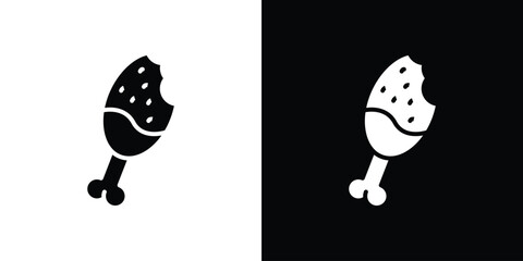 Drumstick bite icon black silhouette for web, and mobile app