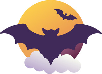 Fototapeta premium Silhouette of a Bat Flying at Dusk – Atmospheric and Elegant Wildlife Vector Illustration