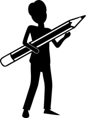 silhouette of a man holding a pen