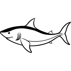 Powerful Silhouette of a Great White Shark Swimming in the Deep Ocean, Highlighting Marine Predator, Danger, and Ocean Wildlife.