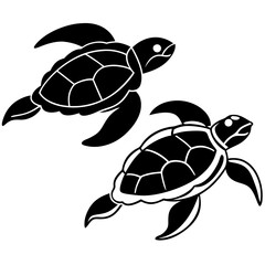 Graceful Silhouette of Sea Turtles Swimming Together in the Ocean, Symbolizing Wildlife, Conservation, and Marine Life.