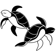 Graceful Silhouette of Sea Turtles Swimming Together in the Ocean, Symbolizing Wildlife, Conservation, and Marine Life.