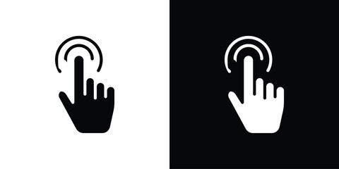 finger tap icon black silhouette for web, and mobile app
