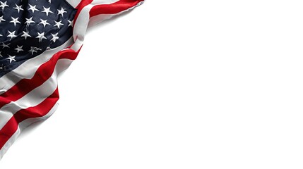 Section of the American Flag on White Background for Independence Day