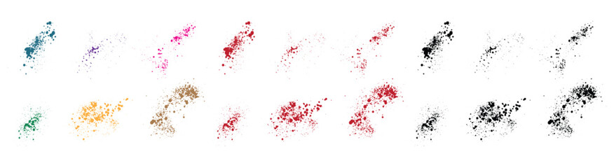 Various vector blood wheat, purple, orange, red, green, black color splash illustration brush stroke collection