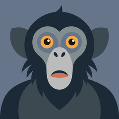 Close up portrait of a dusky leaf monkey in vector format