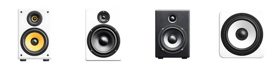 Collection of modern audio speakers for music and multimedia