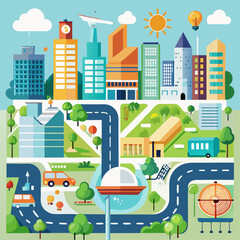 Fototapeta premium Urban Planning Vector Drawings – City Layout and Architecture Design 