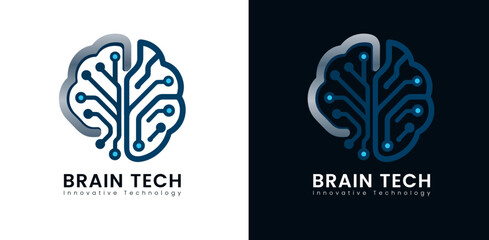 Innovative AI Brain Tech Logo – Modern Vector Symbol Representing AI and Advanced Neural Technology
