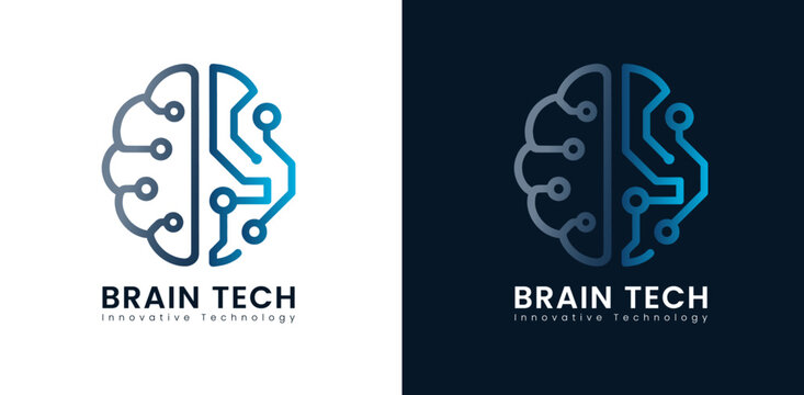 Innovative AI Brain Tech Logo &ndash; Modern Vector Symbol Representing AI and Advanced Neural Technology