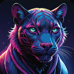Hyperrealistic black panther vector illustration