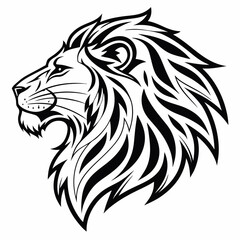 Stylized Lion Profile Vector with Bold Ink Strokes.