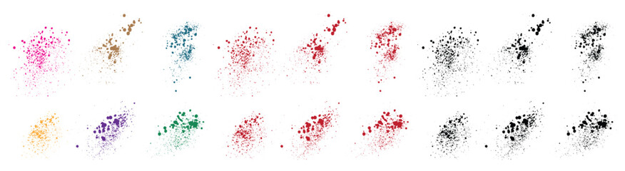 Collection of vector wheat, purple, orange, red, green, black color grunge blood texture brush stroke background