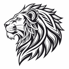 Geometric Lion Head Tattoo Design - Black and White.