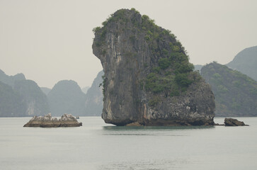 Limestone cliffs in Lan Ha Bay. Cat Ba Archipelago. Vietnam.